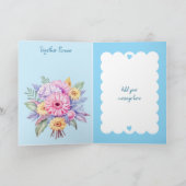 Carte Fleurs de gerbera du 5e anniversaire bleu (Intérieur)