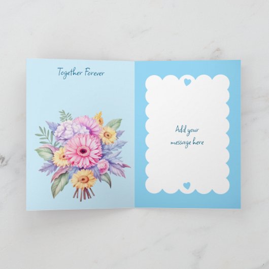 Carte Fleurs de gerbera du 5e anniversaire bleu (Intérieur)