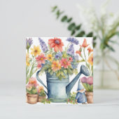 Carte Fleurs de jardin et arrosage peuvent aquarelle (Debout devant)