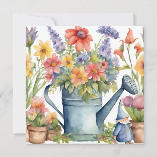 Carte Fleurs de jardin et arrosage peuvent aquarelle (Devant)