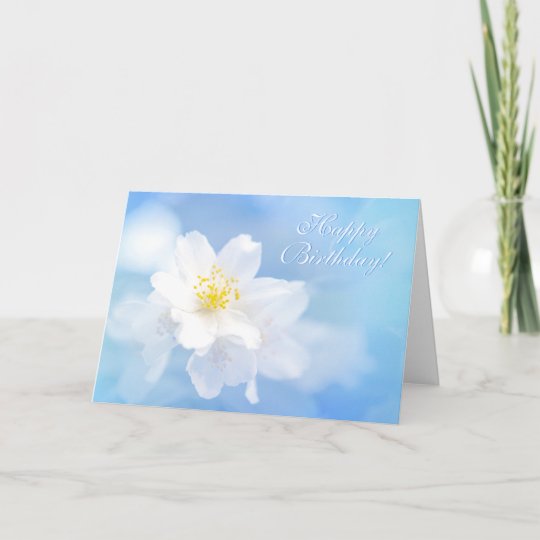 Carte Fleurs De Jasmin Blanches Joyeux Anniversaire Zazzle Be