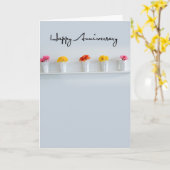 Carte Fleurs de joyeux anniversaire en rangée (Fleur jaune)