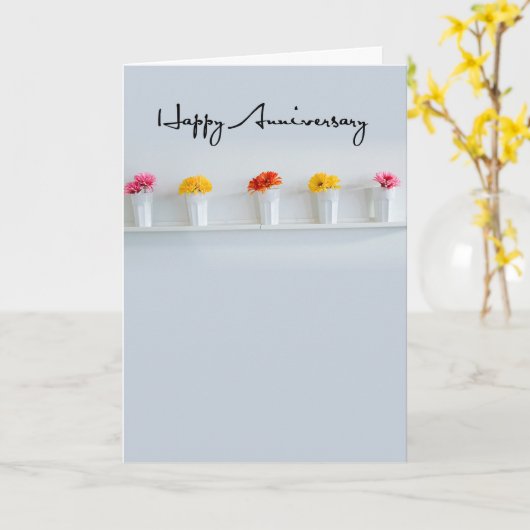 Carte Fleurs de Joyeux Anniversaire en rangée (Fleur jaune)