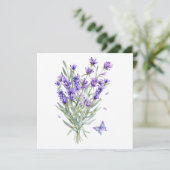 Carte Fleurs de lavande à l'aquarelle (Debout devant)