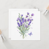 Carte Fleurs de lavande à l'aquarelle (Devant/Arrière en situation)