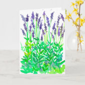 Carte Fleurs de lavande Aquarelle Joyeux anniversaire (Fleur jaune)