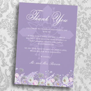 Carte Fleurs de Lavande Mariage Religieux Merci