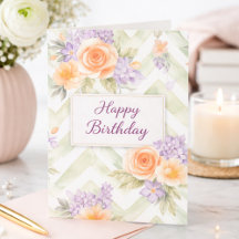 Fleurs de Lavande Pêche Pastel Sagesse Chevron Ann