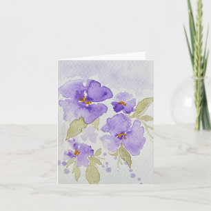 Carte Fleurs de lavande pourpre - plié blanc