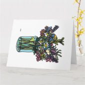 Carte Fleurs de ligne continue florissante dans le vase (Fleur jaune)