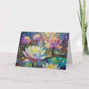 Carte Fleurs de lotus délicates fleurissant dans la neig