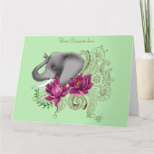 Carte Fleurs de lotus henné éléphant (Devant)