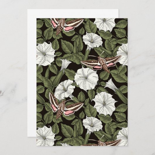 Carte Fleurs de lune et sphinx Mois (Devant / Derrière)