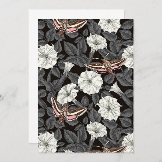 Carte Fleurs de lune et sphinx Moths 2 (Devant / Derrière)