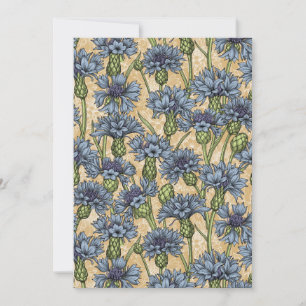 Carte Fleurs de maïs bleues, fleurs sauvages sur le jaun