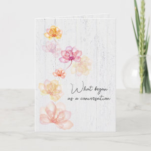 Carte Fleurs de mariage sur bois blanchi à la chaux