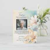 Carte Fleurs de Merci funéraire Beige vert | PHOTO (Debout devant)