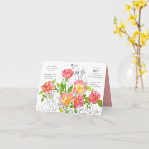 Carte Fleurs de naissance de juin Chèvrefeuille Rose Car