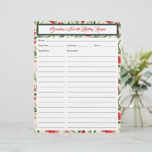 Carte Fleurs de Noël (Debout devant)