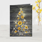 Carte Fleurs de Noël de tournesol en bois rustique (Fleur jaune)