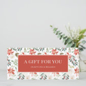 Carte Fleurs de Noël rouges classiques | Certificat-cade (Debout devant)