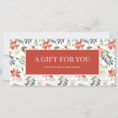 Carte Fleurs de Noël rouges classiques | Certificat-cade (Devant)