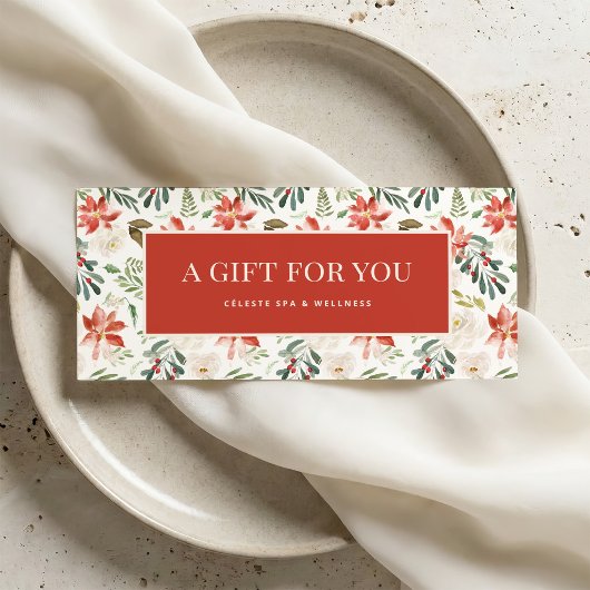 Carte Fleurs de Noël rouges classiques | Certificat-cade