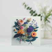Carte Fleurs de papier coupé coloré (Debout devant)