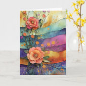 Carte Fleurs de papier Quirky Whimsical Hello plié (Fleur jaune)