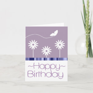 Carte Fleurs de papillon violet Joyeux anniversaire