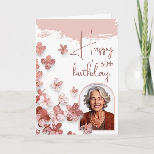 Carte Fleurs de Parties scintillant rose Floral Femme Ph (Devant)
