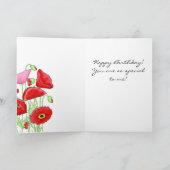 Carte Fleurs de pavot rose rouge 65e anniversaire heureu