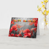 Carte Fleurs de pavot rouge et jolies bougies d'annivers (Fleur jaune)