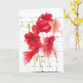 Carte fleurs de pavot rouge sympathique (Fleur jaune)