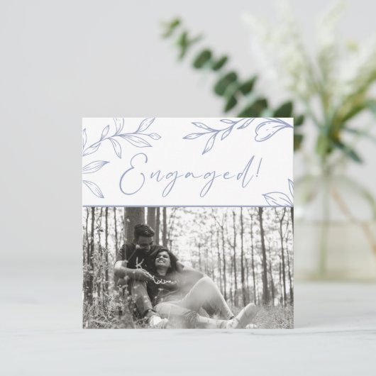 Carte Fleurs de périwinkle Boho Ajouter Photo Engagement (Debout devant)