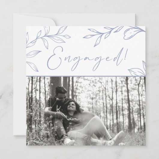 Carte Fleurs de périwinkle Boho Ajouter Photo Engagement (Devant)