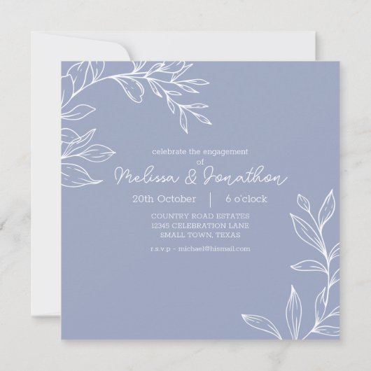 Carte Fleurs de périwinkle Boho Ajouter Photo Engagement (Dos)