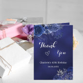 Carte Fleurs de photo bleu marine anniversaire merci