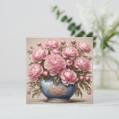 Carte Fleurs de pivoine rose  (Debout devant)