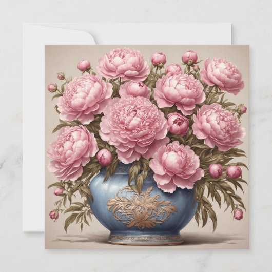 Carte Fleurs de pivoine rose  (Devant)