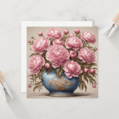 Carte Fleurs de pivoine rose  (Devant/Arrière en situation)