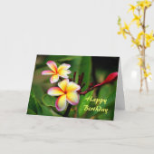 Carte Fleurs de Plumeria de Maui, anniversaire (Fleur jaune)