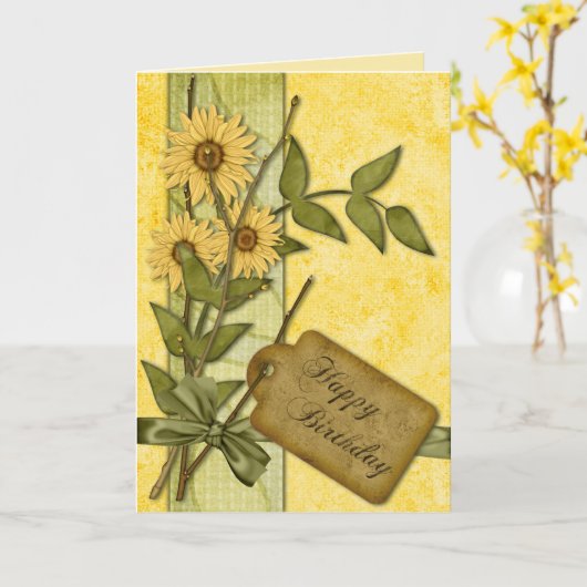 Carte Fleurs de printemps Anniversaire (Fleur jaune)