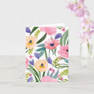 Carte Fleurs de printemps Aquarelle florale pastel