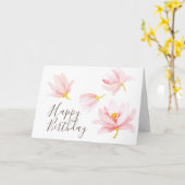 Carte Fleurs de printemps aquarelle. Joyeux anniversaire (Fleur jaune)