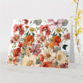 Carte Fleurs de printemps en fleur avec papillons (Fleur jaune)