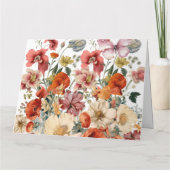 Carte Fleurs de printemps en fleur avec papillons (Dos)