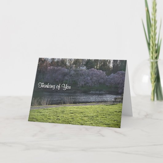 Carte Fleurs de printemps et étang Pensées pour vous (Devant)