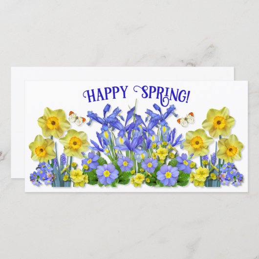 Carte Fleurs de printemps et papillons de texte personna (Devant / Derrière)