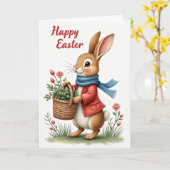 Carte Fleurs de Printemps Lapin (Fleur jaune)